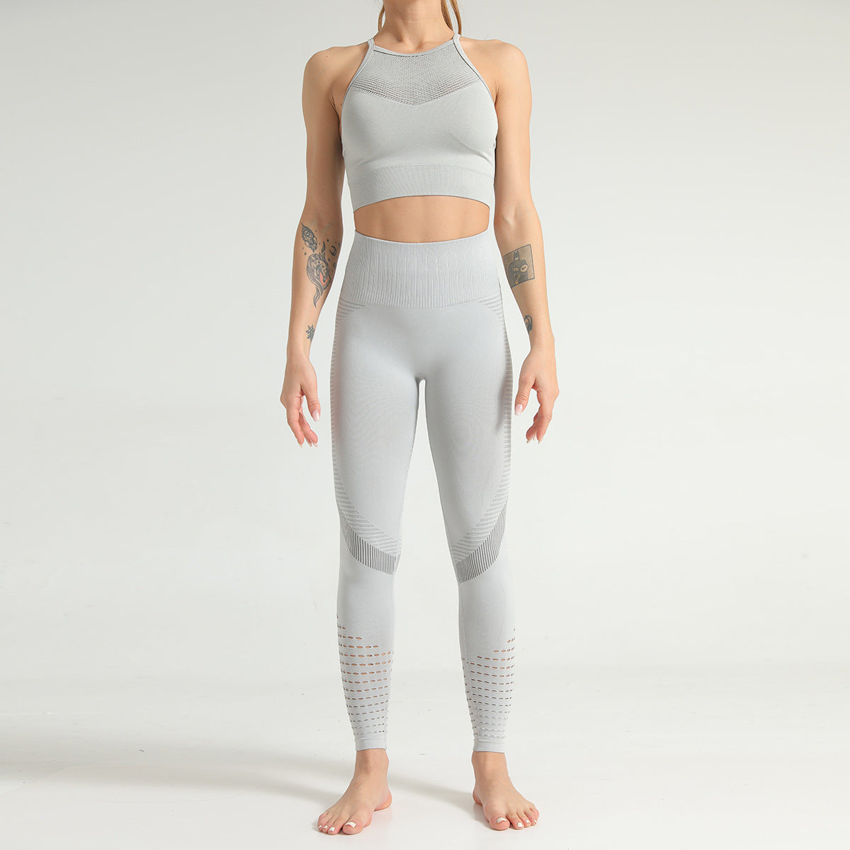 AeroFit BreathTech Ensemble: High-Waist Leggings & Seamless Crop Top